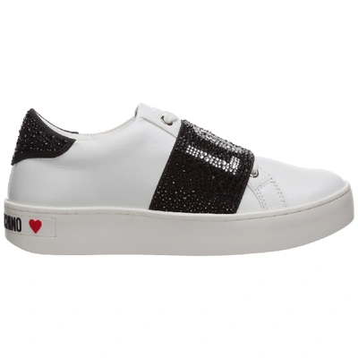 Shop Love Moschino Cassetta Sneakers In Bianco