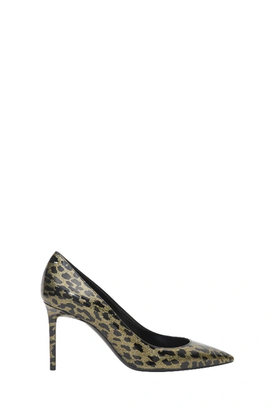 Shop Saint Laurent Anja Pumps In Patent Leather With A Leopard Print In Brown