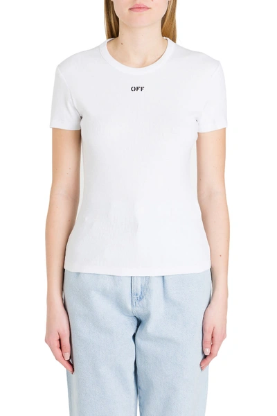 Shop Off-white Fitted Logo Tee In White