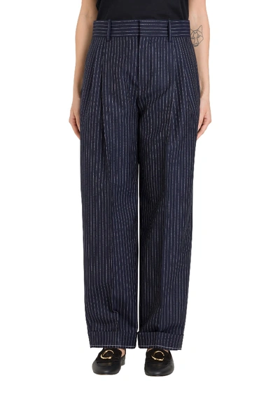 Shop Chloé Pinstriped Trousers In Blu