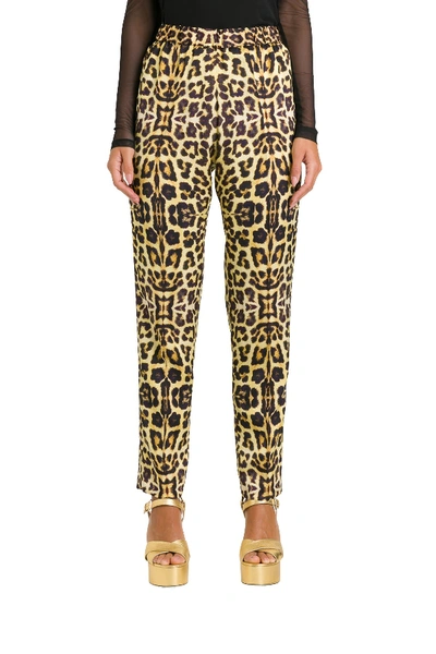 Shop Dries Van Noten Leopard Satin Trousers In Multicolor