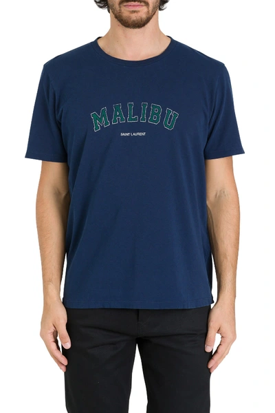 Shop Saint Laurent Malibu Printed T-shirt In Blu