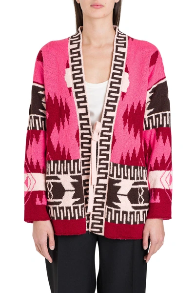 Shop Alanui Lapponia Kiono Cardigan In Fuxia