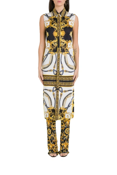 Shop Versace Baroque Longline Vest In Multicolor