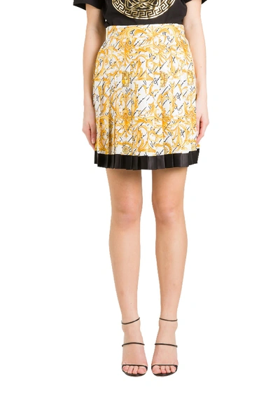 Shop Versace Baroque Pleated Skirt In Multicolor
