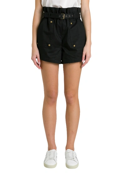 Shop Saint Laurent Belted Shorts With Studded Pockets In Black