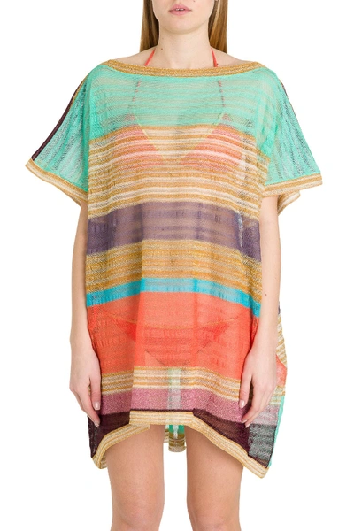 Shop Missoni Multicoloured Stripes Cover-up In Multicolor