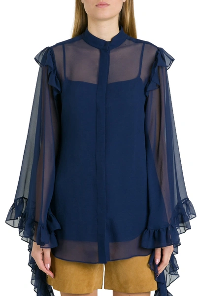 Shop Alberta Ferretti Wide Sleeves Shirt In Blu