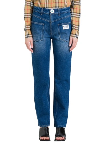 Shop Burberry Inverted Five-pocket Desing Jeans In Blu