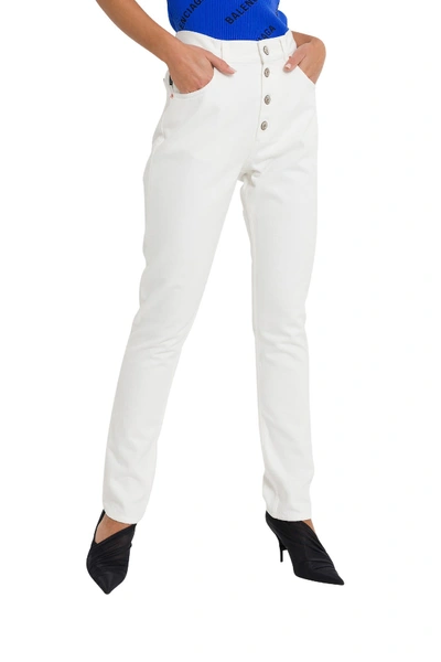 Shop Balenciaga Straight Leg Japanese Denim Trousers In White