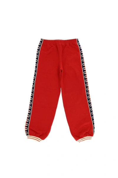 Shop Gucci Joggers With Side Band In Rosso/multicolor