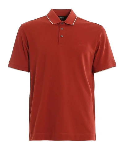 Shop Z Zegna Polo Shirt In Arancio