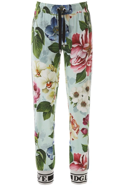 Shop Dolce & Gabbana Floral Print Jogger Pants In Azzurro
