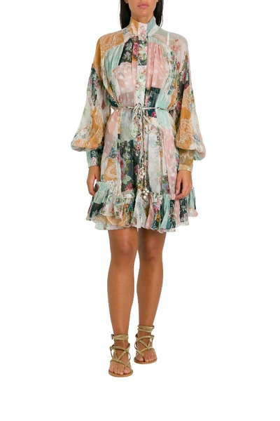 Shop Zimmermann Wavelenght Pinafore Short Dress In Multicolor