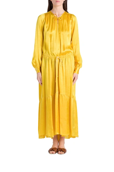 Shop Forte Forte Long Dress Moire Satin In Yellow