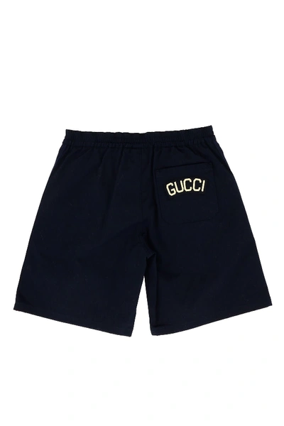 Shop Gucci Bermuda With Side Bands In Blu