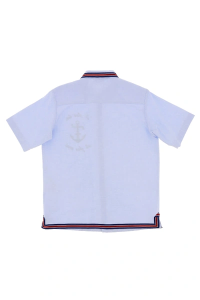 Shop Gucci Embroidered Shirt In Light Blue