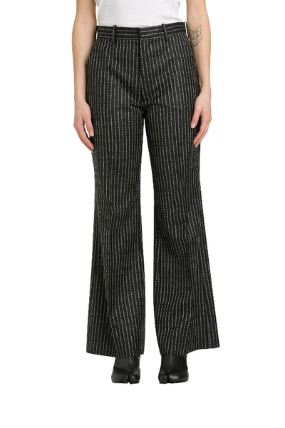 Shop Maison Margiela Flarted Trousers With Maison Stripes In Black