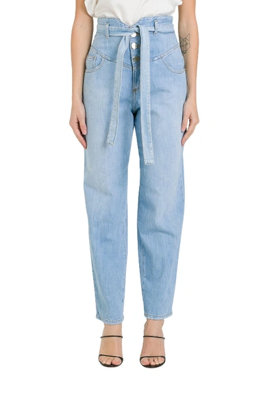 Shop Pinko High-rise Jeans With Belt In Blu