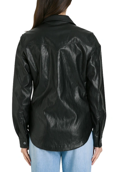 Shop Pinko Faux Leather Shirt In Black
