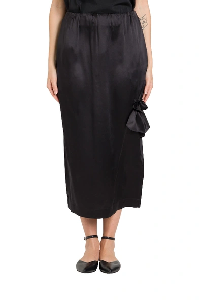 Shop Simone Rocha Long Skirt With Ruches And Cut-out Details In Black