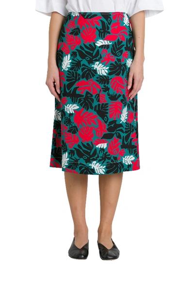Shop Marni Botanical-print A-line Skirt In Multicolor