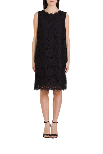 Shop Dolce & Gabbana Lace A-line Dress In Black