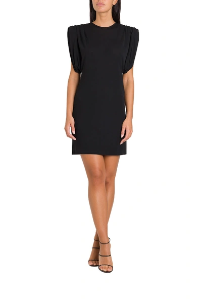 Shop Versace Sheath Dress With Shoulder Padding In Black