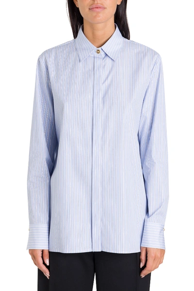 Shop Versace Striped Shirt In Light Blue