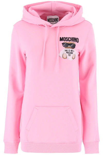 Shop Moschino Micro Teddy Bear Hoodie In Fantasia Rosa (pink)