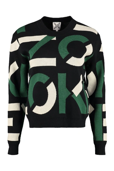 Shop Kenzo Crew-neck Cotton Blend Sweater In Multicolor