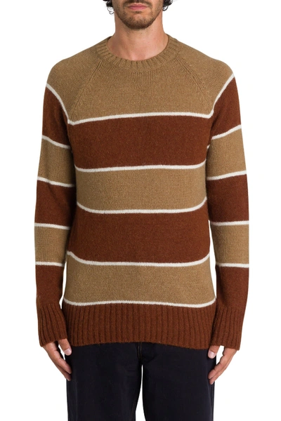 Shop Ami Alexandre Mattiussi Striped Sweater In Brown