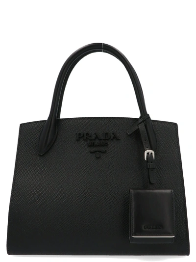 Shop Prada Monochrome Bag In Nero.