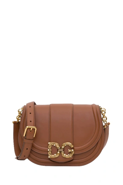 Shop Dolce & Gabbana Dg Amore Shoulder Bag In Brown