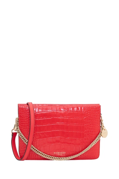 Shop Givenchy Crossbody Bag In Crocodile Embossed Leather In Red