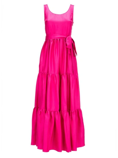 Shop Ladoublej Dinner At The Pelicano Silk Maxi Dress Pink