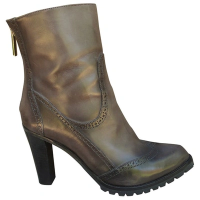 Pre-owned Fratelli Rossetti Leather Ankle Boots In Anthracite