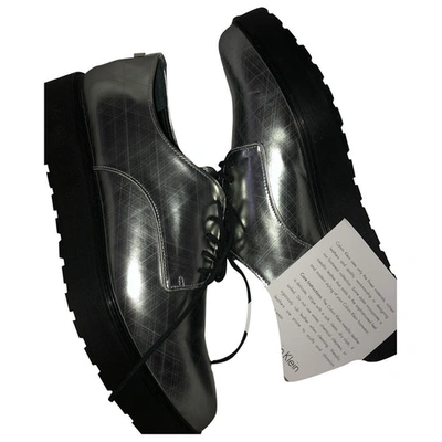 Pre-owned Calvin Klein Silver Leather Lace Ups