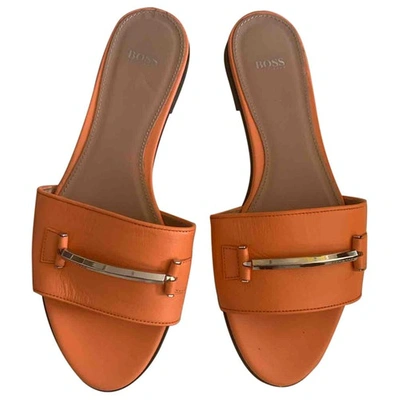 Pre-owned Hugo Boss Orange Leather Sandals