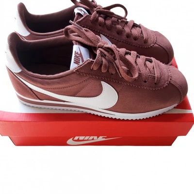 Pre-owned Nike Cortez Burgundy Suede Trainers | ModeSens