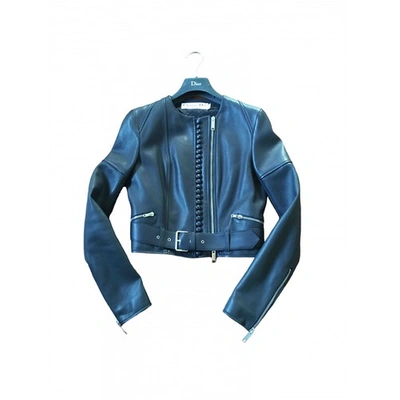 Pre-owned Dior Blue Leather Jacket