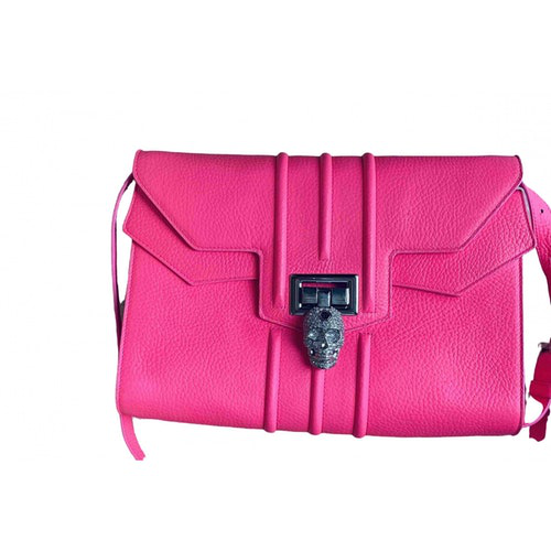 pink leather clutch bag