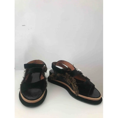 Pre-owned Dries Van Noten Black Velvet Sandals