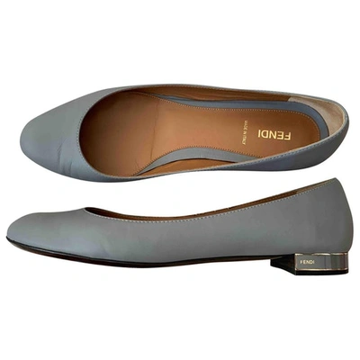 Pre-owned Fendi Leather Ballet Flats In Grey