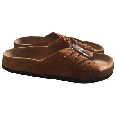 Pre-owned Swildens Camel Suede Sandals