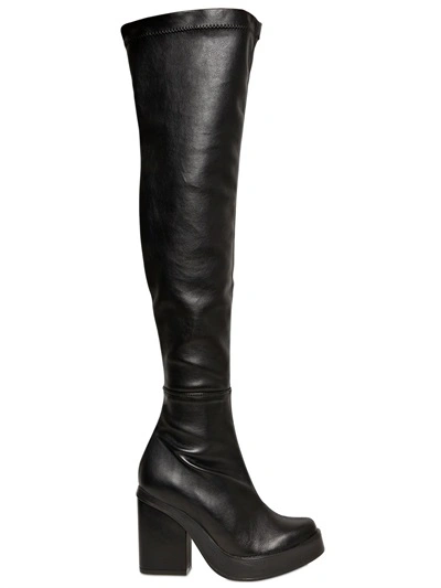 Miista Stretch Faux Leather Boots In Black