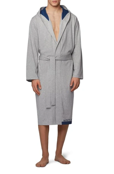 Shop Hugo Boss Identity Hooded Robe In Light/ Pastel Grey