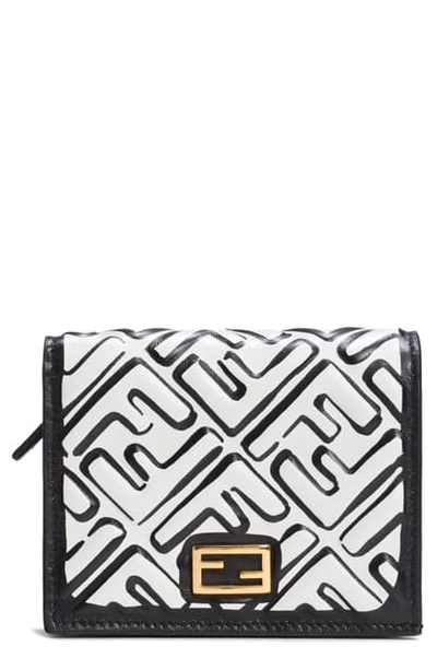 Shop Fendi X Joshua Vides Small Baguette Ff Logo Leather Wallet In White