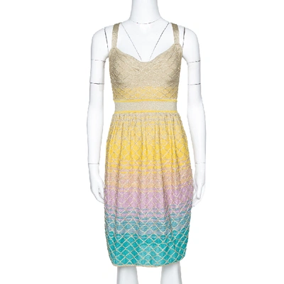 Pre-owned M Missoni Multicolor Ombre Textured Lurex Knit Sleeveless Dress S