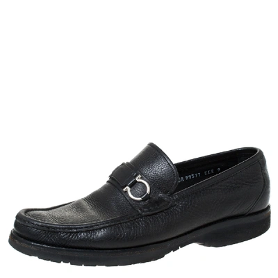 Pre-owned Ferragamo Black Leather Horsebit Slip On Loafers Size 43